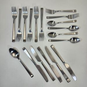 Cambridge Ascend Satin Flatware 18 Piece Lot Set Stainless Steel Silver Table